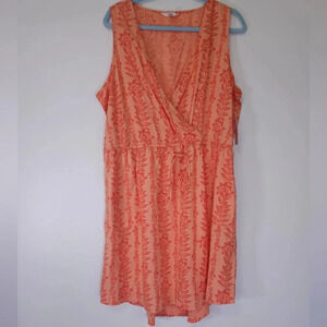 Time and tru sleeveless coral cinch waist knee‎ length lightweight dress